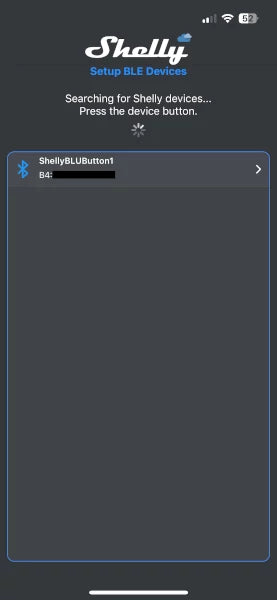 Shelly BLE Debug App - Listing Devices